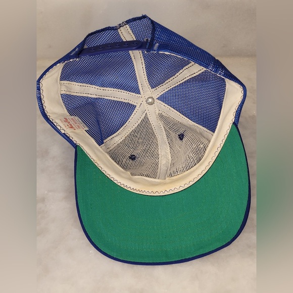 New Era Pro Mesh Snapback Vintage Hat Red FMS Trucker Cap M/L Dupont Visor - Picture 3 of 4